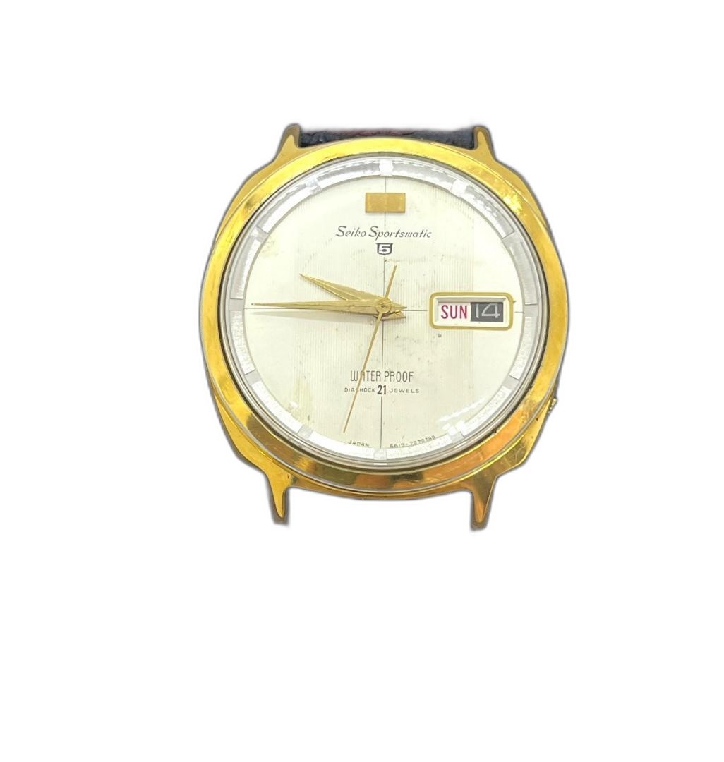 SEIKO Sportsmatic 5 Automatic Men’s Wristwatch Gold Case Silver Dial Pre-owned –