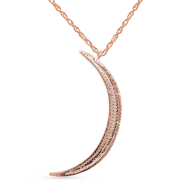 0.44 CT Round Crescent Moon Pendant Necklace In 14K Gold Plated