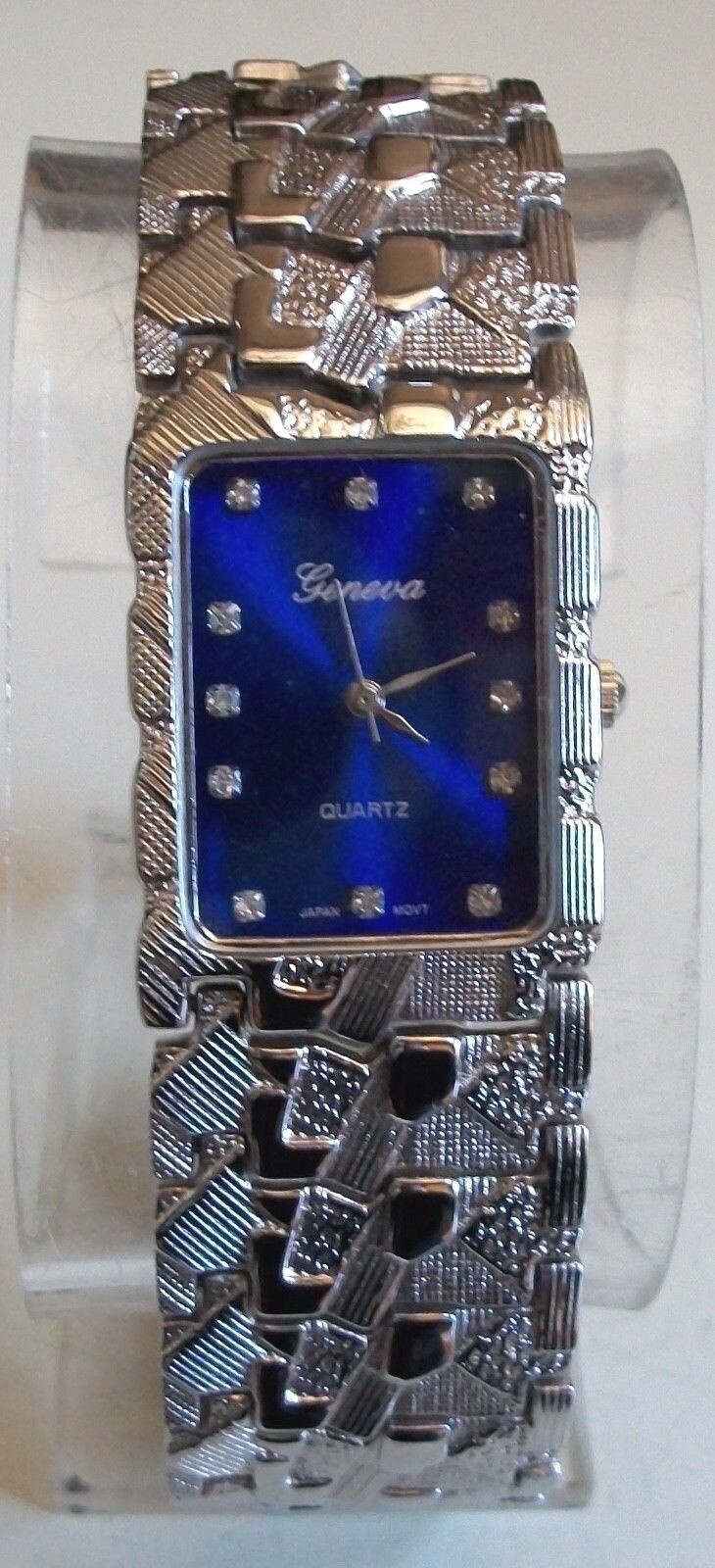 Women’s Geneva Silver & Gold Finish Nugget Style Bracelet Fashion Watch