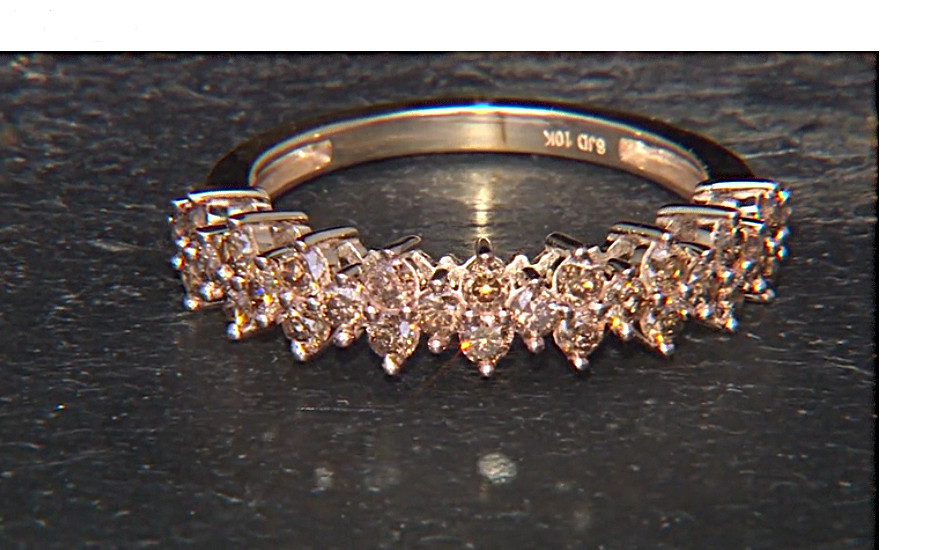 0.85ctw Natural Champagne Diamond Cluster Band Ring 10K Yellow Gold sz 7 NEW