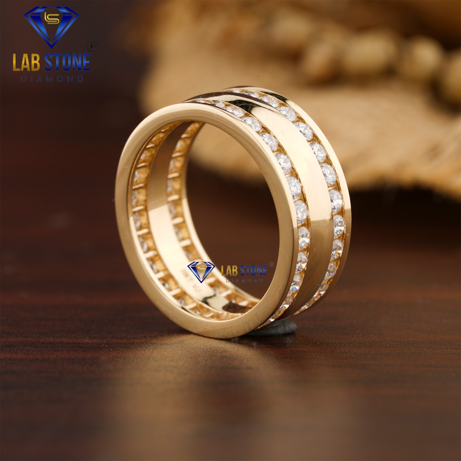 1.67 TDW Round Cut Lab-Created Diamond Yellow Gold Ring EF Color VS Clarity