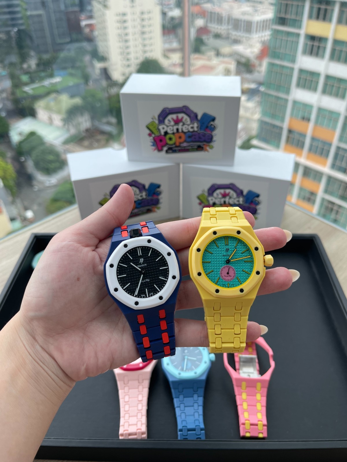 Luxury Custom Perfect Case/Band for AP X Swatch Royal Pop FULL CERAMIC SHIP NOW