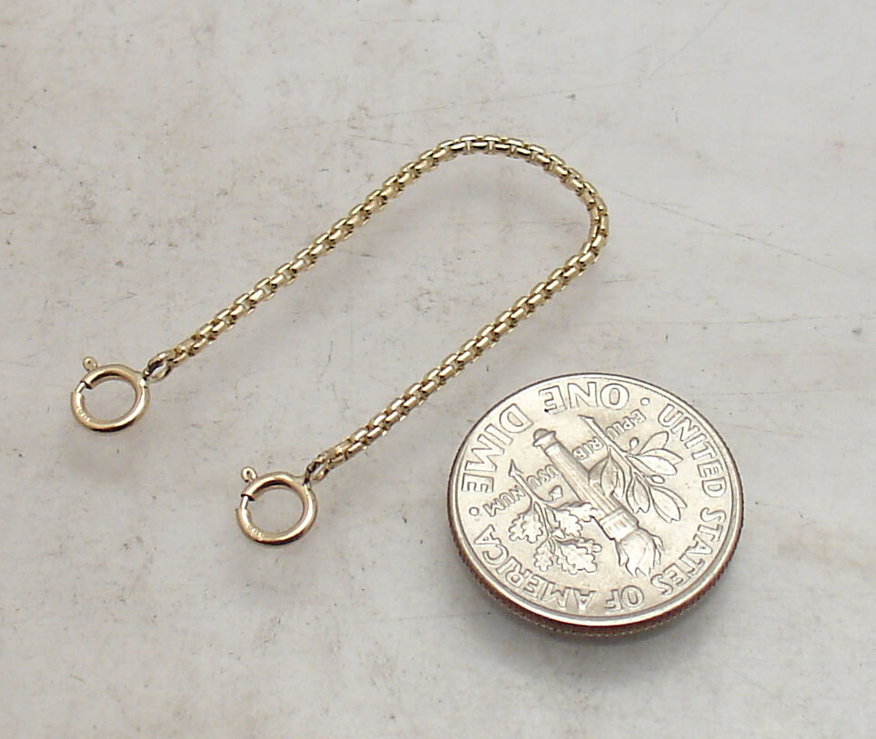 1.3mm Round Box Safety Chain with Double Clasp Lock REAL 14K Yellow Gold