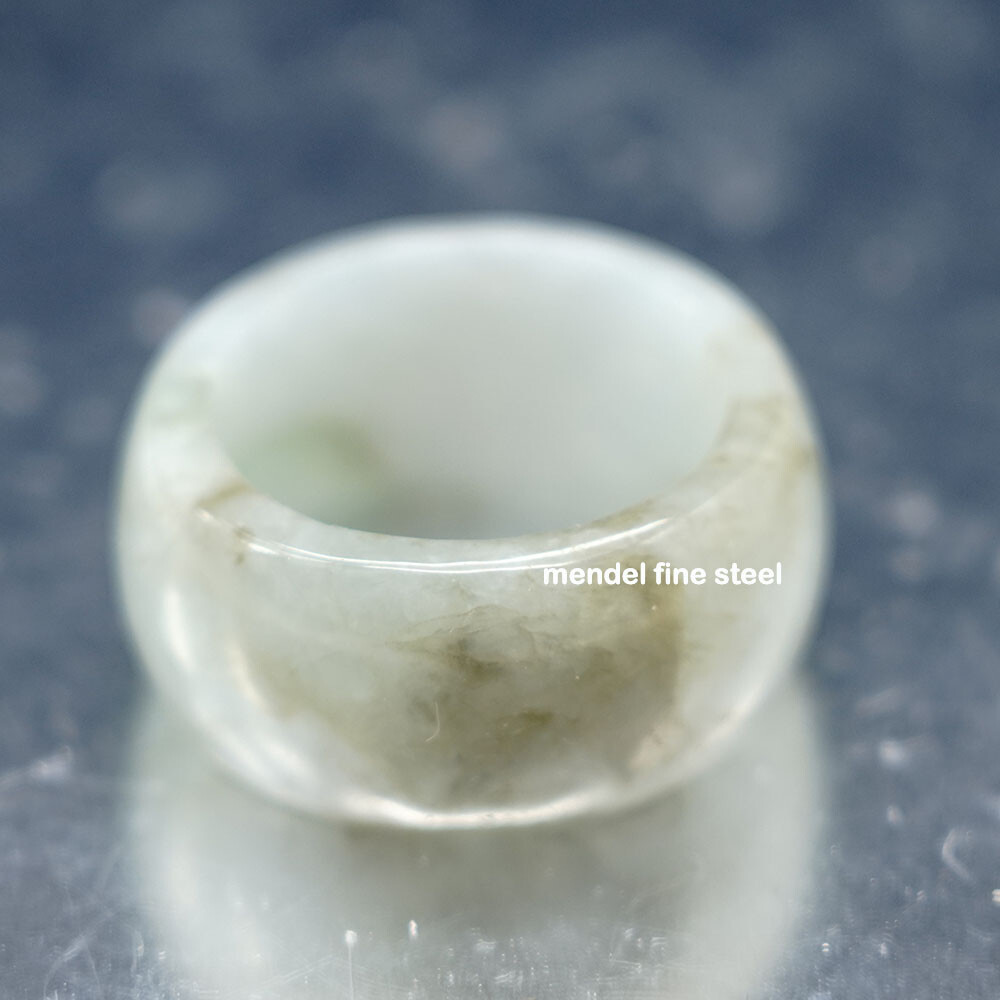 MENDEL Mens Natural White Jadeite Jade Stone Band Ring For Men Size 8 9 10 11