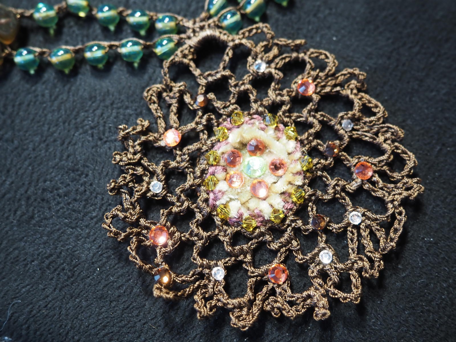 Handcrafted Beaded Crochet Necklace and Earring Jewelry Set