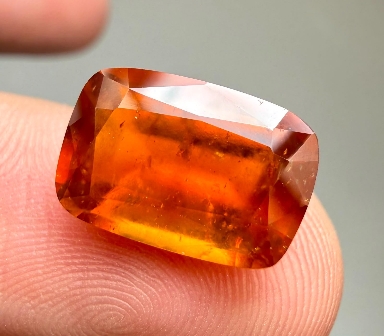 12.45 ct top quality natural orange color hessonite garnet loose gemstone