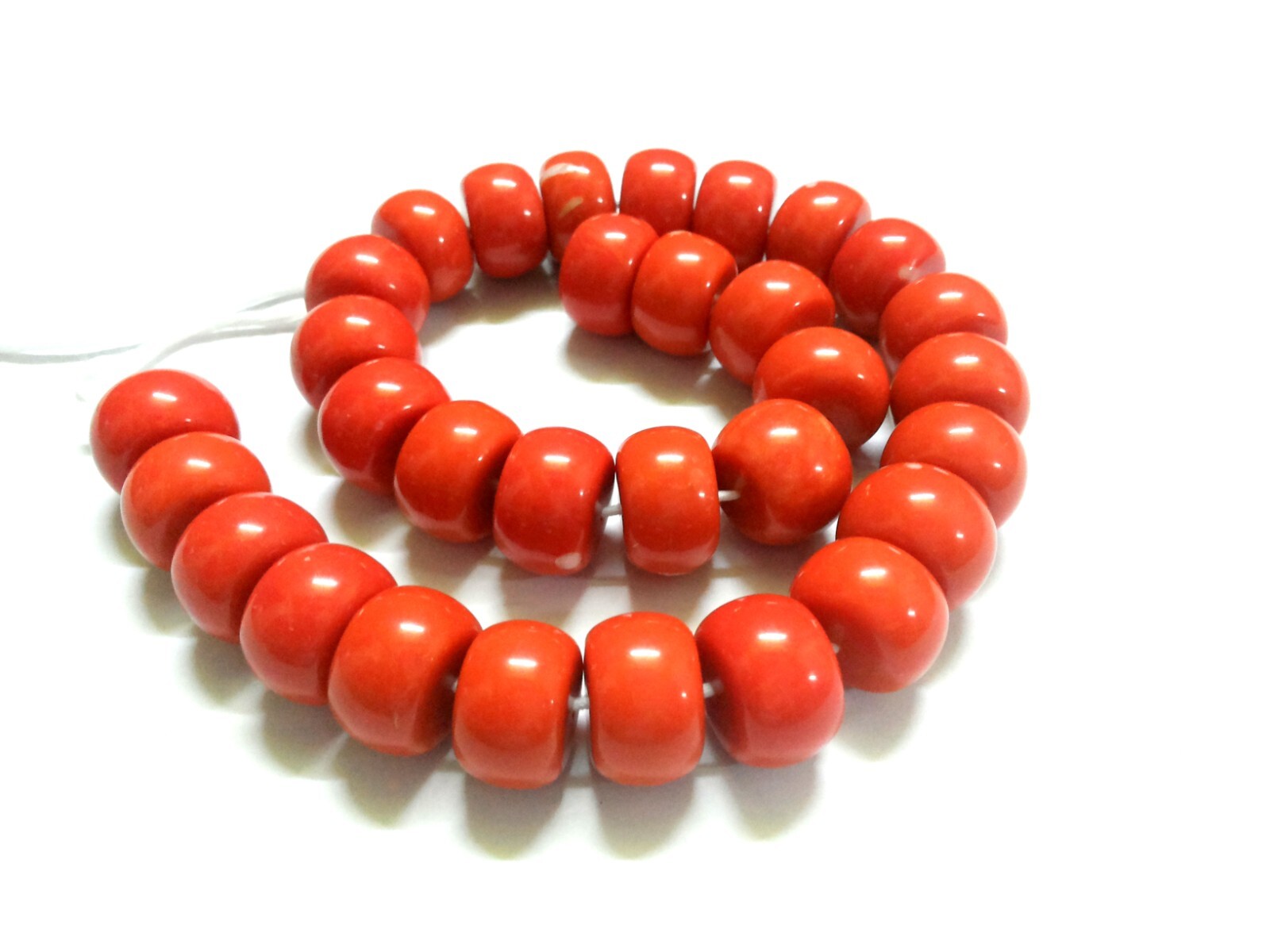 1 Strand Coral Rondelle Smooth 17-18mm Gemstone Coral Loose Beads 10″inch C4