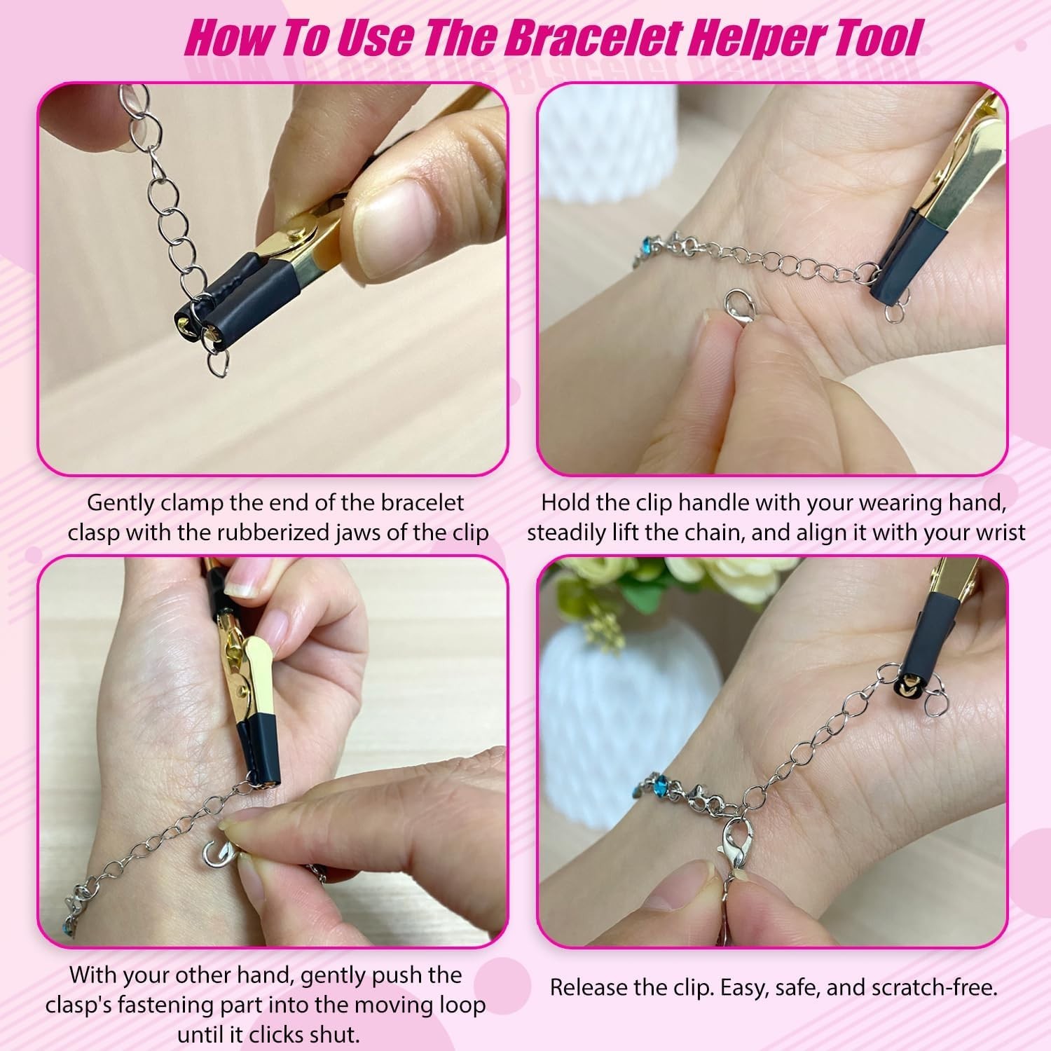 Bracelet Helper Tool 2PCS Jewelry Clasp Assistant Bracelet Necklace Wearing Aid