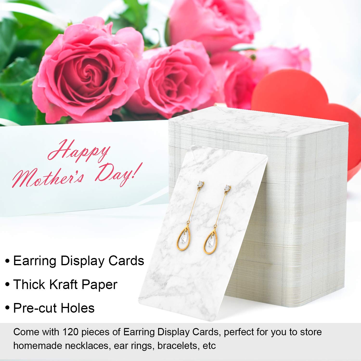 120 Pieces Earring Necklace Display Cards Jewelry Holder Cards with 200 Earri…
