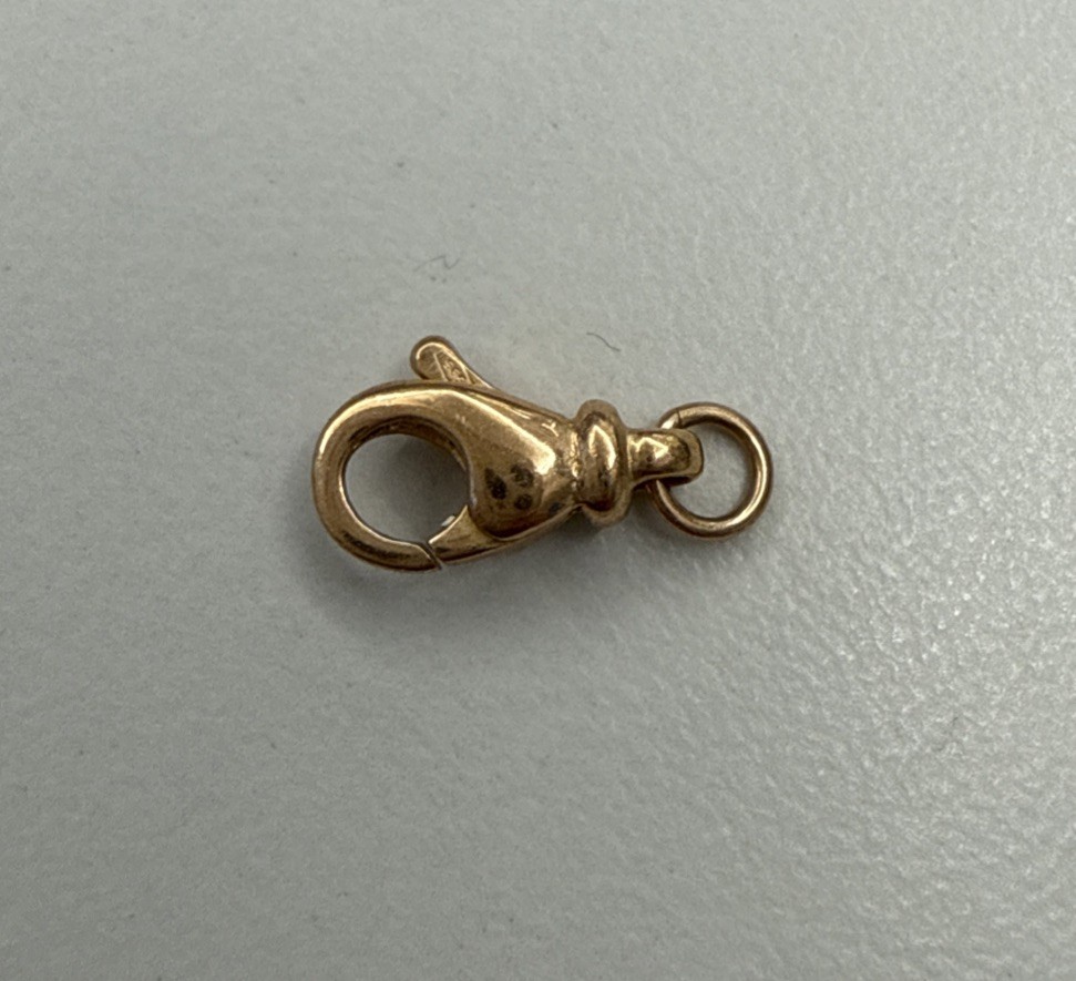 14k Rose Gold Pear Shape Lobster Fish Lock 10.8 mm Clasp Finding Made In Italy