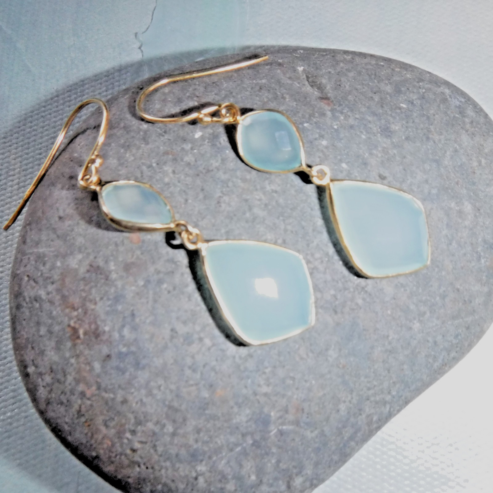 Argento Vivo Sterling Silver 925 Chalcedony Drop Earrings