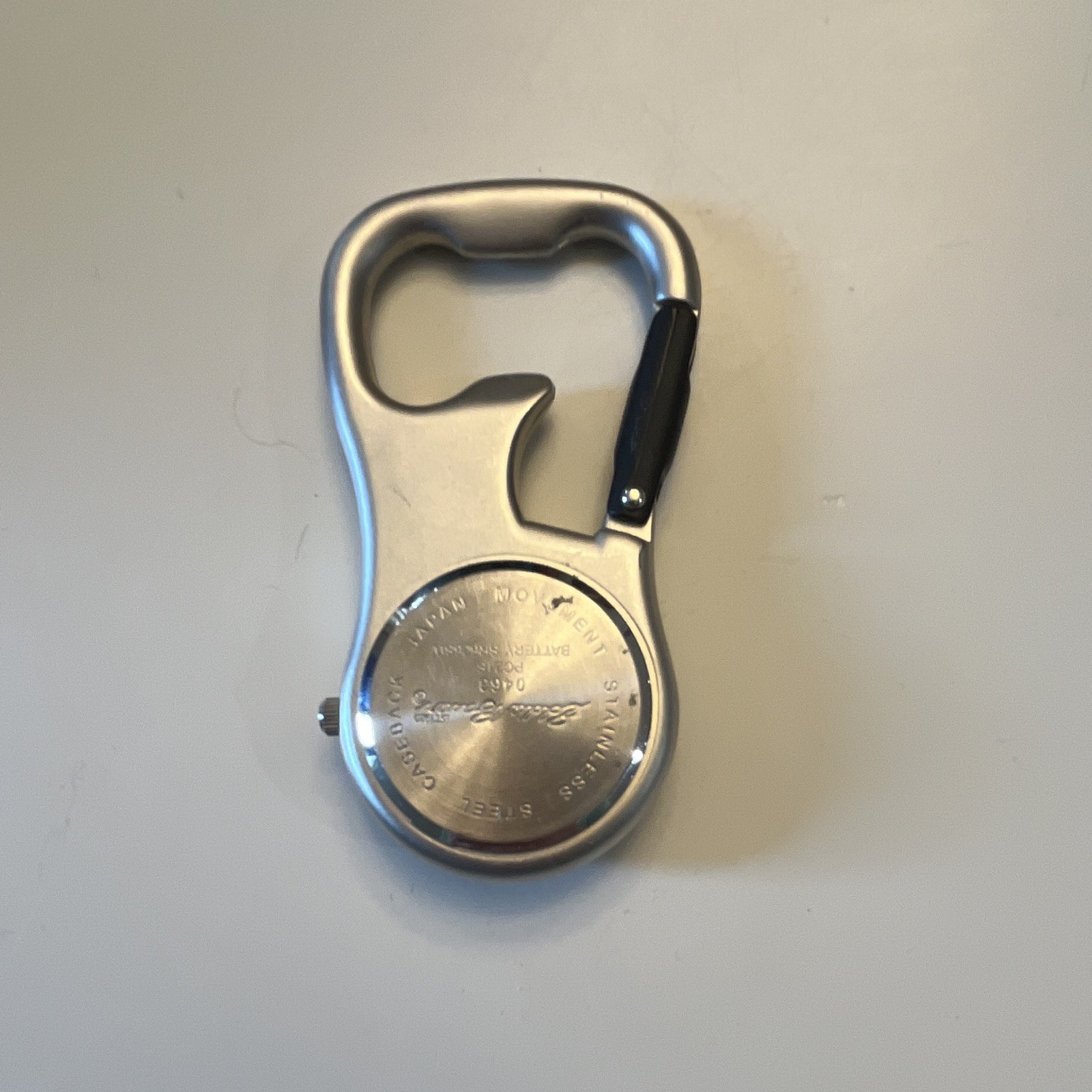 Eddie Bauer Carabiner Clip Watch Quartz Analog Compass Matte Silver 40-43.9mm