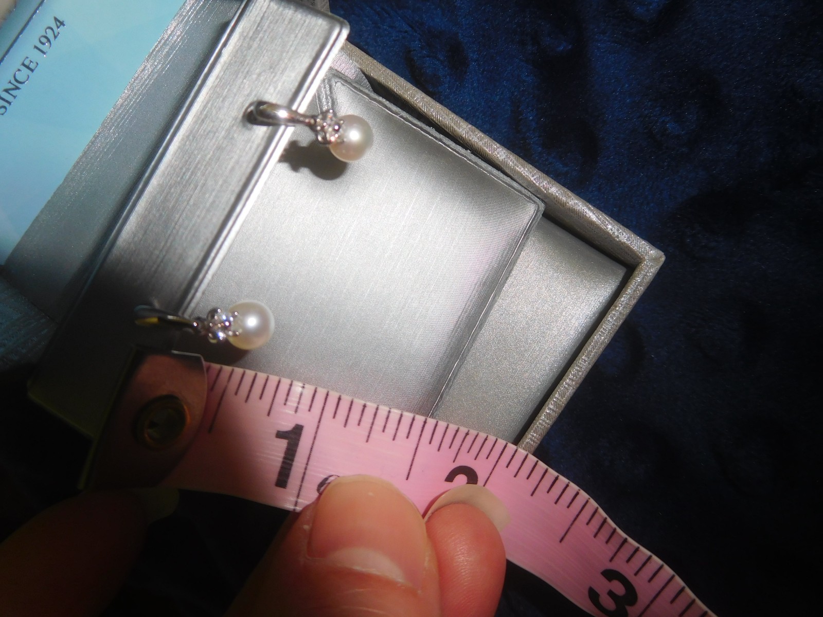 Zales 10k White Gold Diamond Cultured Pearl Drop Dangle Earrings