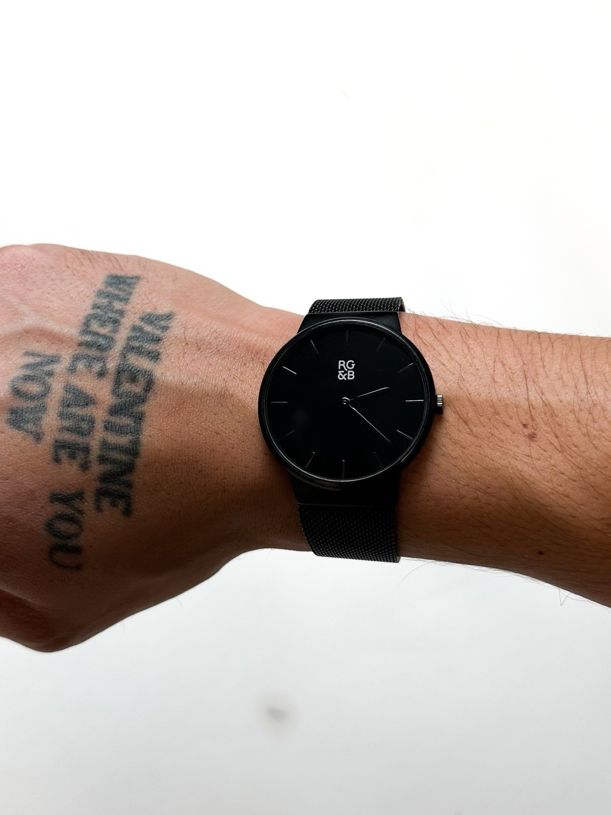 RG&B Black Metal Mesh Watch