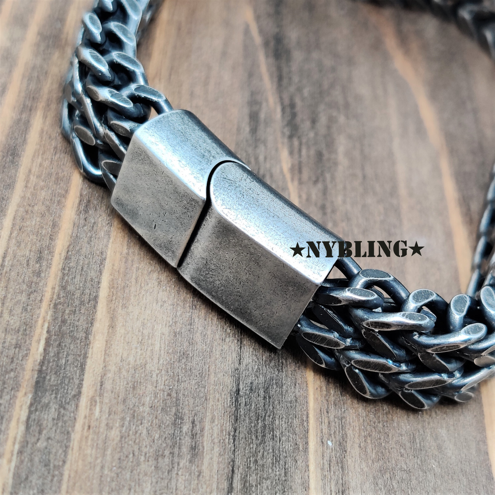 Stainless Steel Bracelet Meshed Woven Curb Chain Cuban Link Wristband Men Women