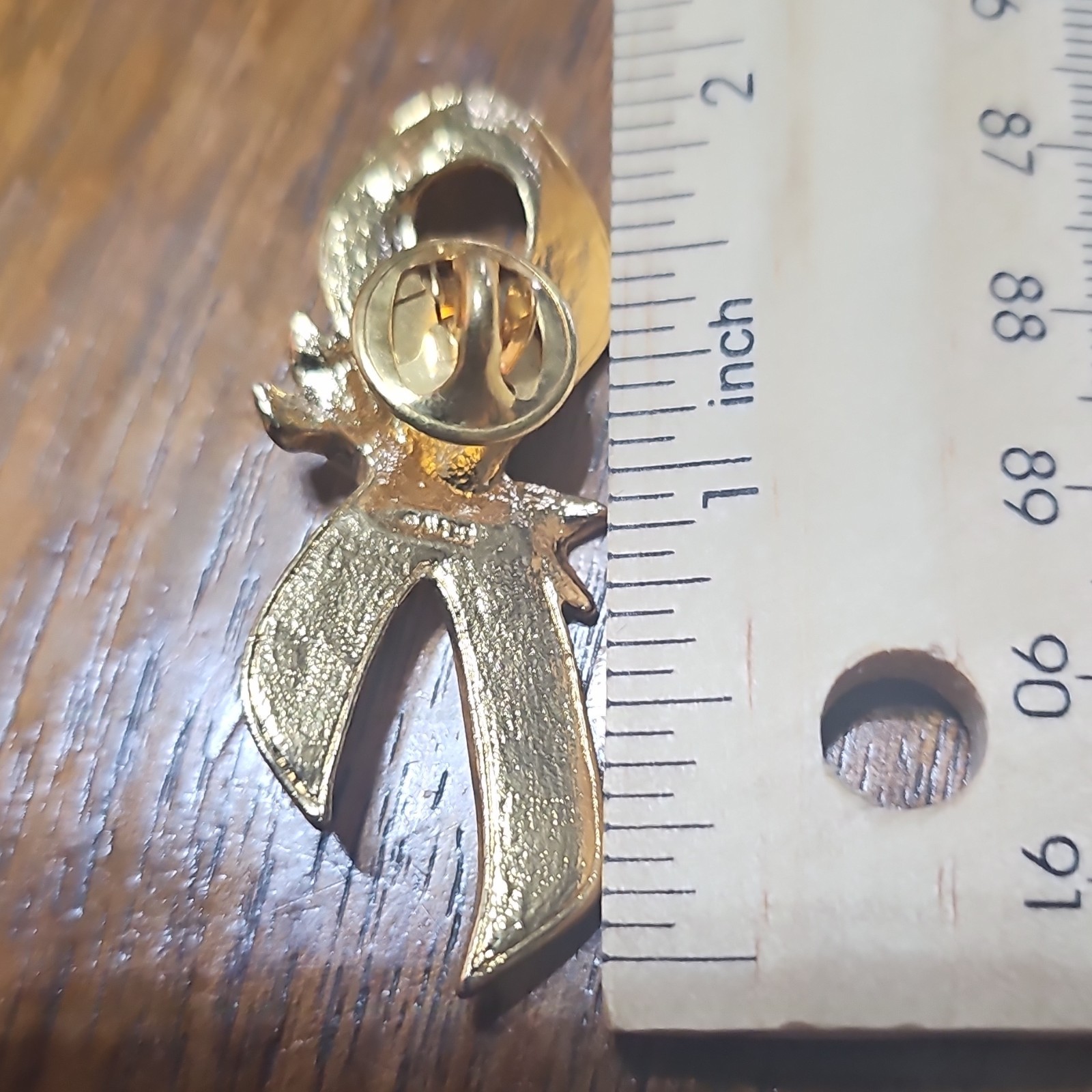 Gold Tone Pink Enamel & Metal Awareness Ribbon Bow Pin Brooch, 2 in