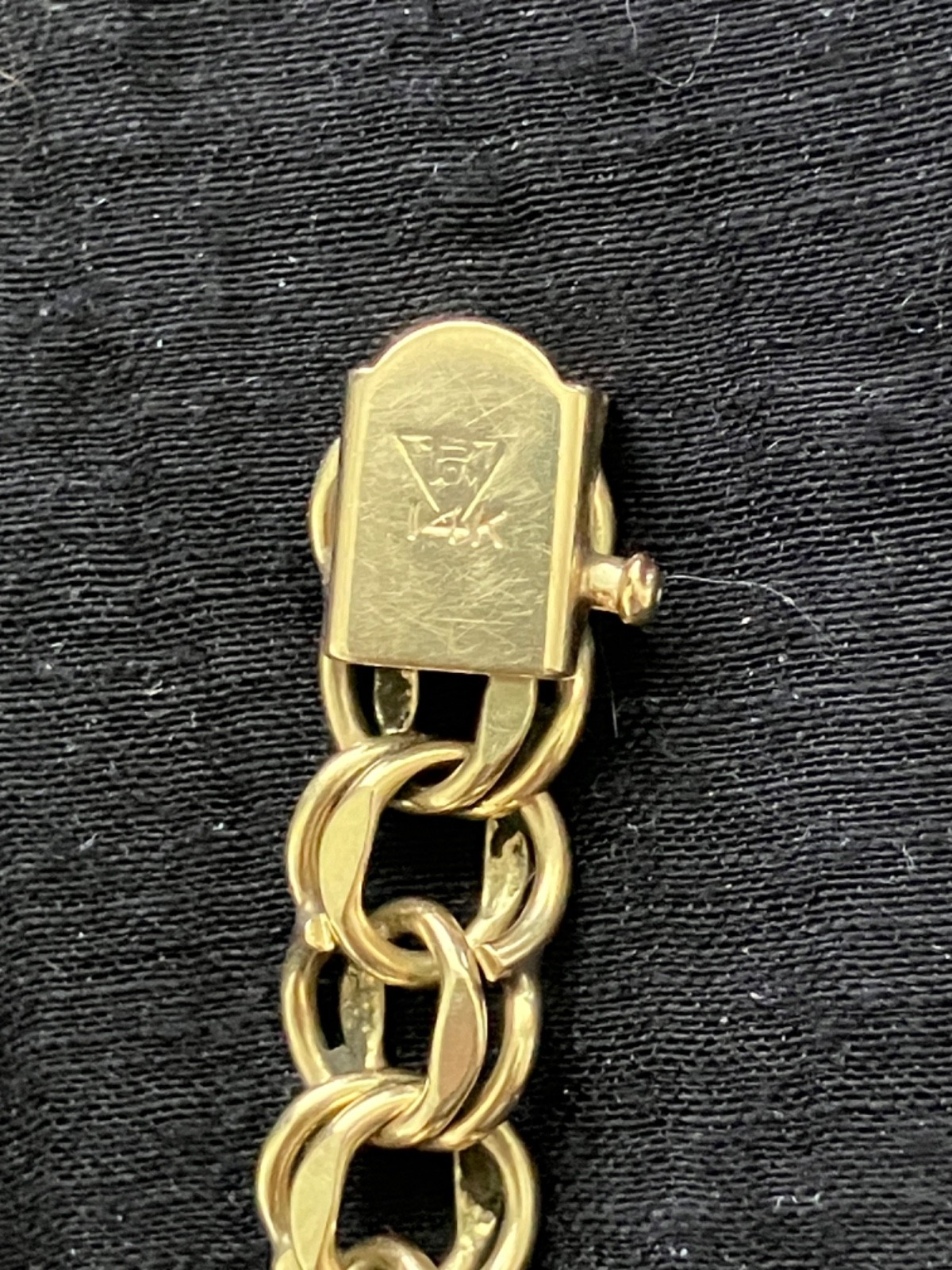 14K yellow gold double link charm bracelet POM 60’s 21 grams 8 inches