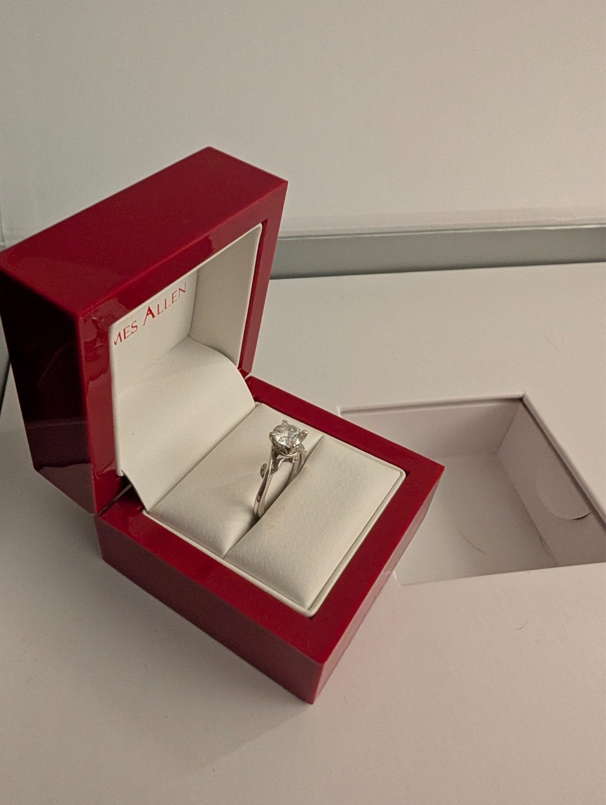 JamesAllen engament ring, 18k white gold, 1.19 ct round lab created