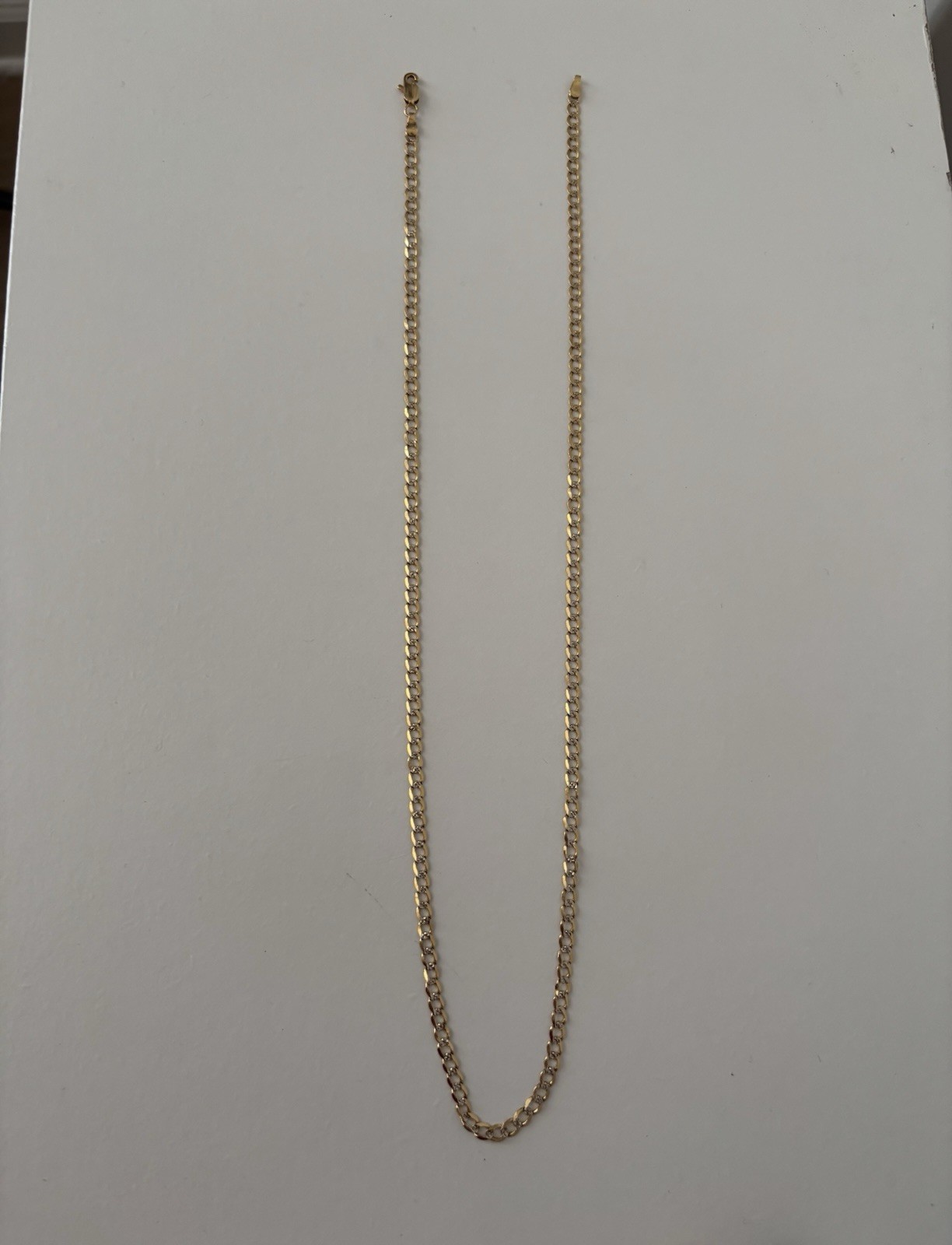 14K Yellow Gold Curb Link Chain 20 in Lobster Clasp 6.8 grams Two Tone