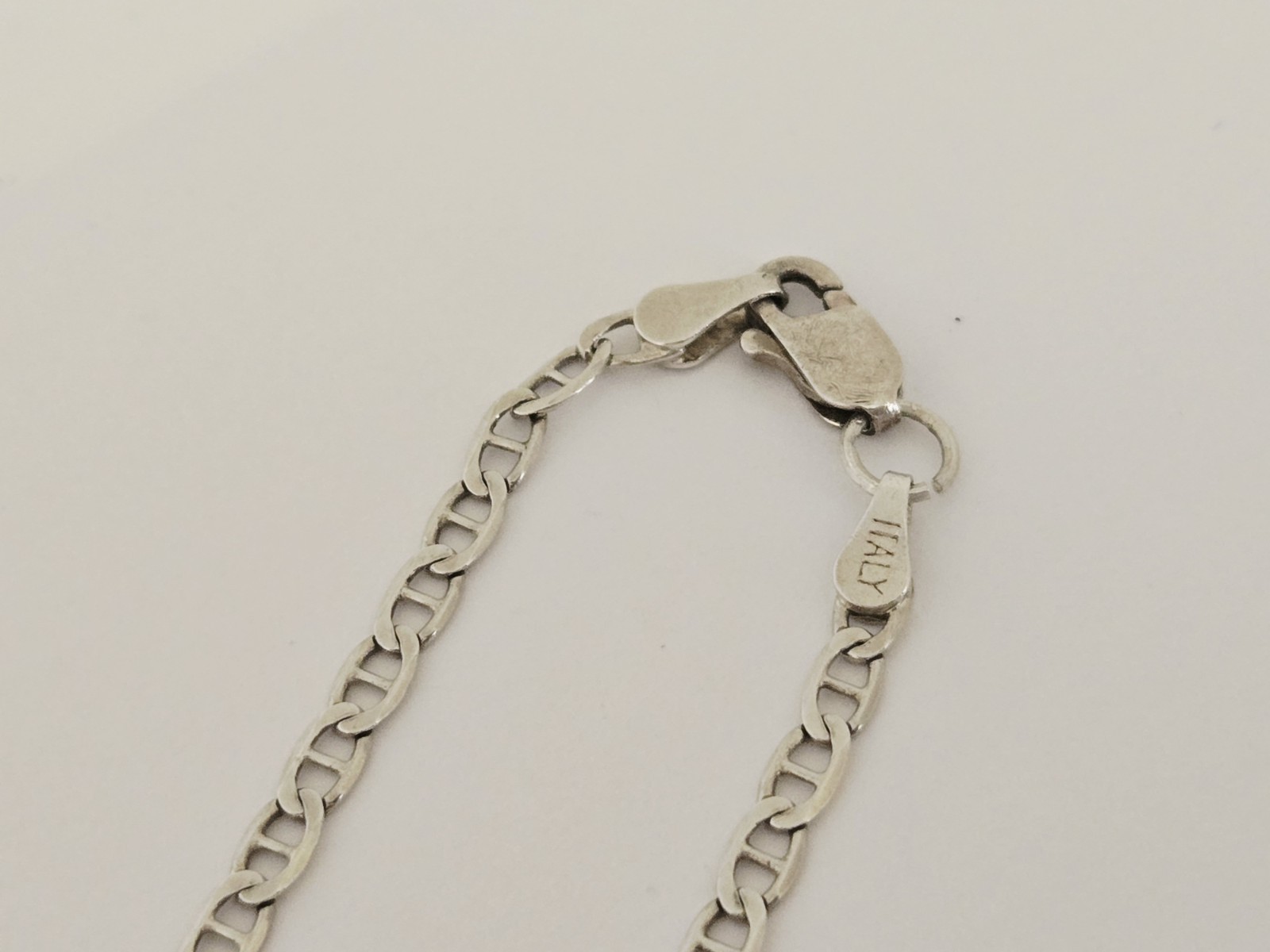 Italy Sterling Silver 18 1/2″ Mariner Link Design Necklace Chain – 1/8″ Wide