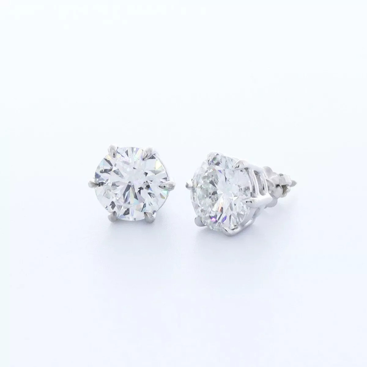 Solid 14K White Gold Stud Earrings Classic 3.03 CT Round Natural Diamond G SI1