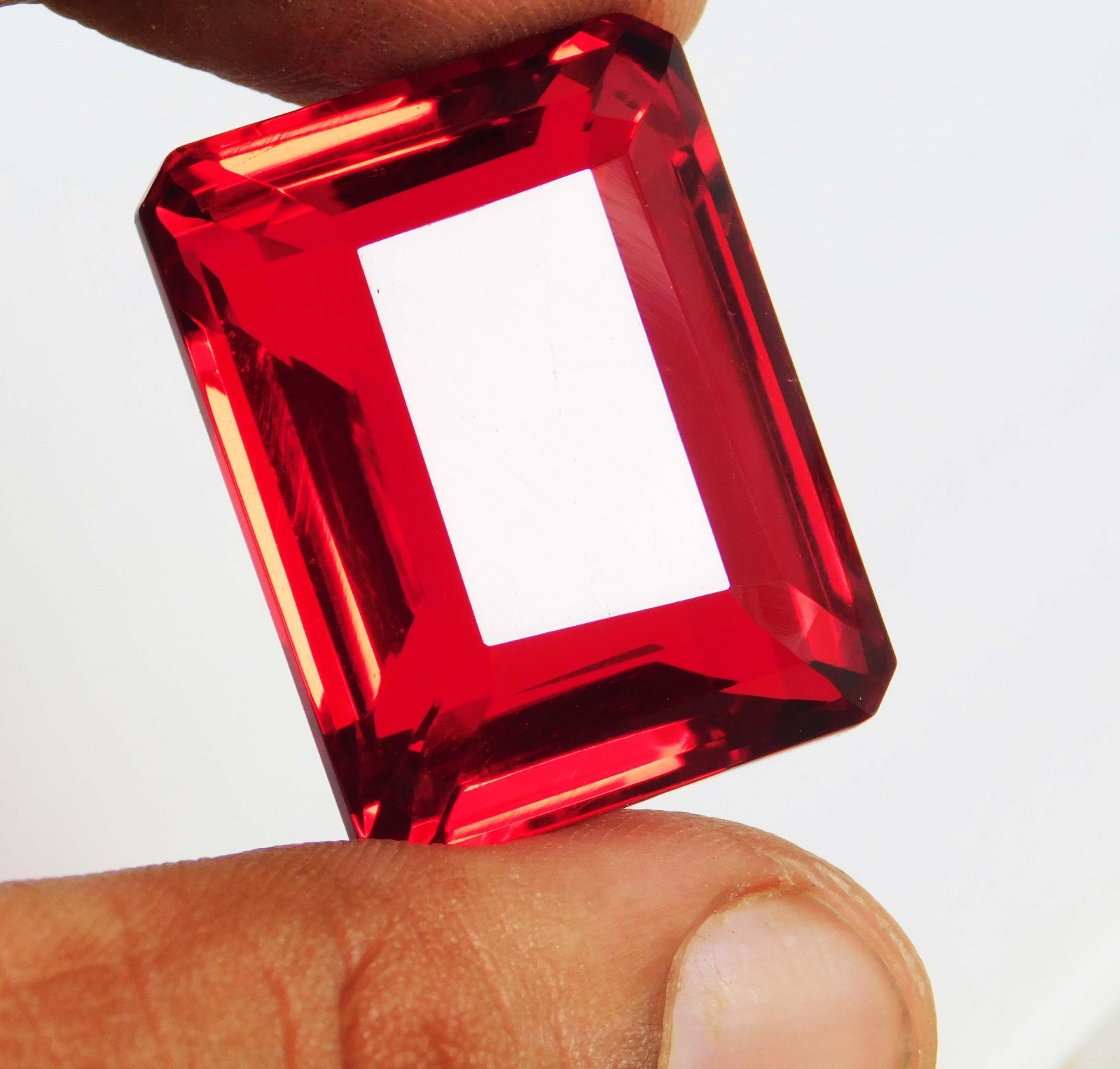90.80cts. Natural Emerald Cut Translucent Madagascar Red Ruby Loose Gemstone
