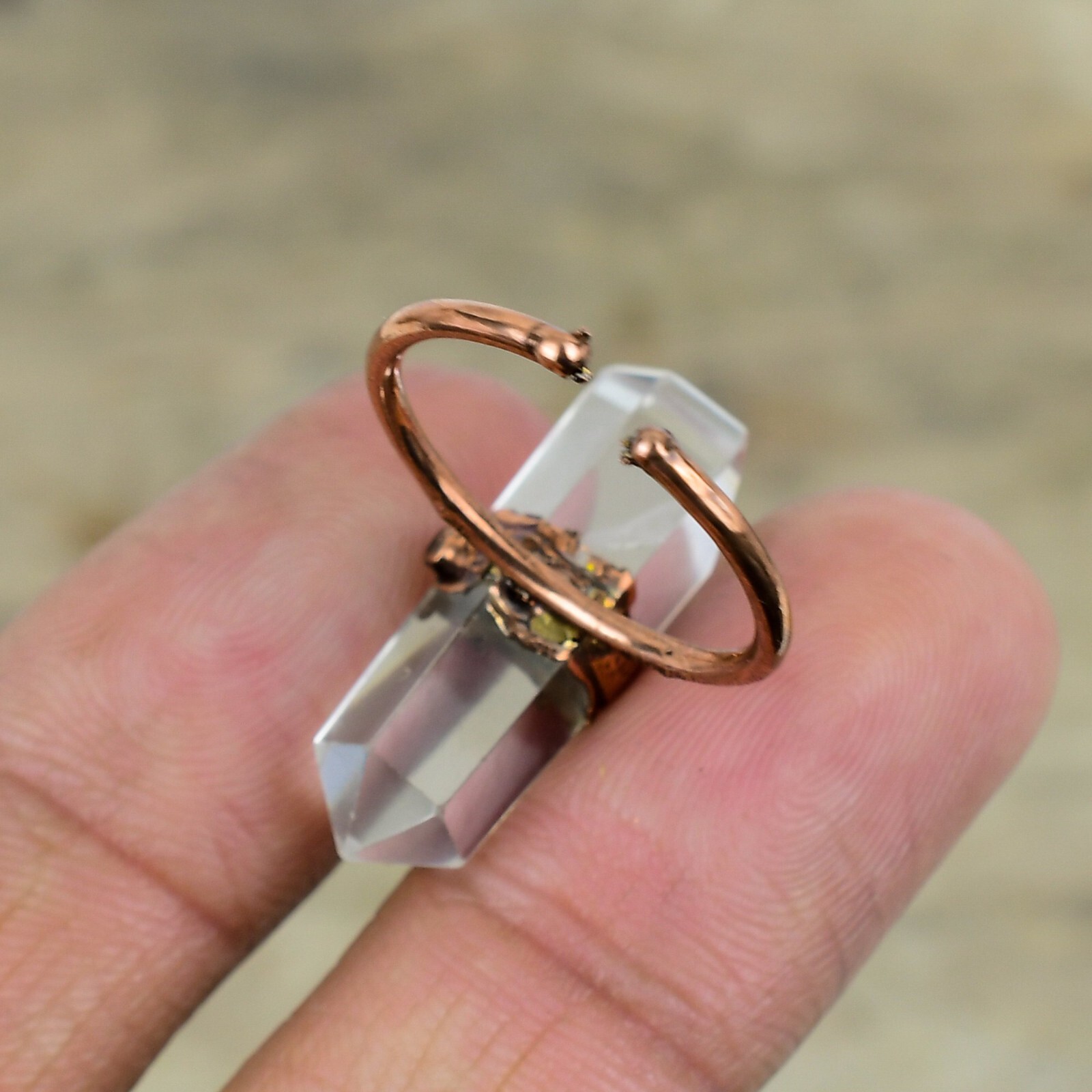 Crystal Electroformed Stackable Adjustable Ring Size Adjustable Copper