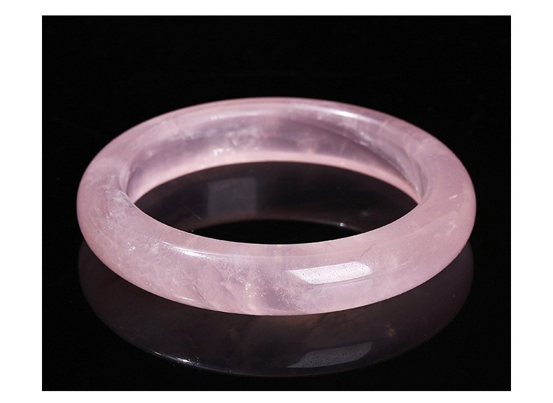 51-60mm Natural Pink Quartz Crystal Gemstone Healing Round Bangle Lucky Bracelet