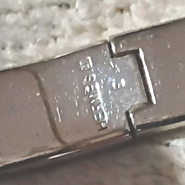 Hermès Clic H Hinged Bangle Bracelet Silver Tone Black Enamel Signed