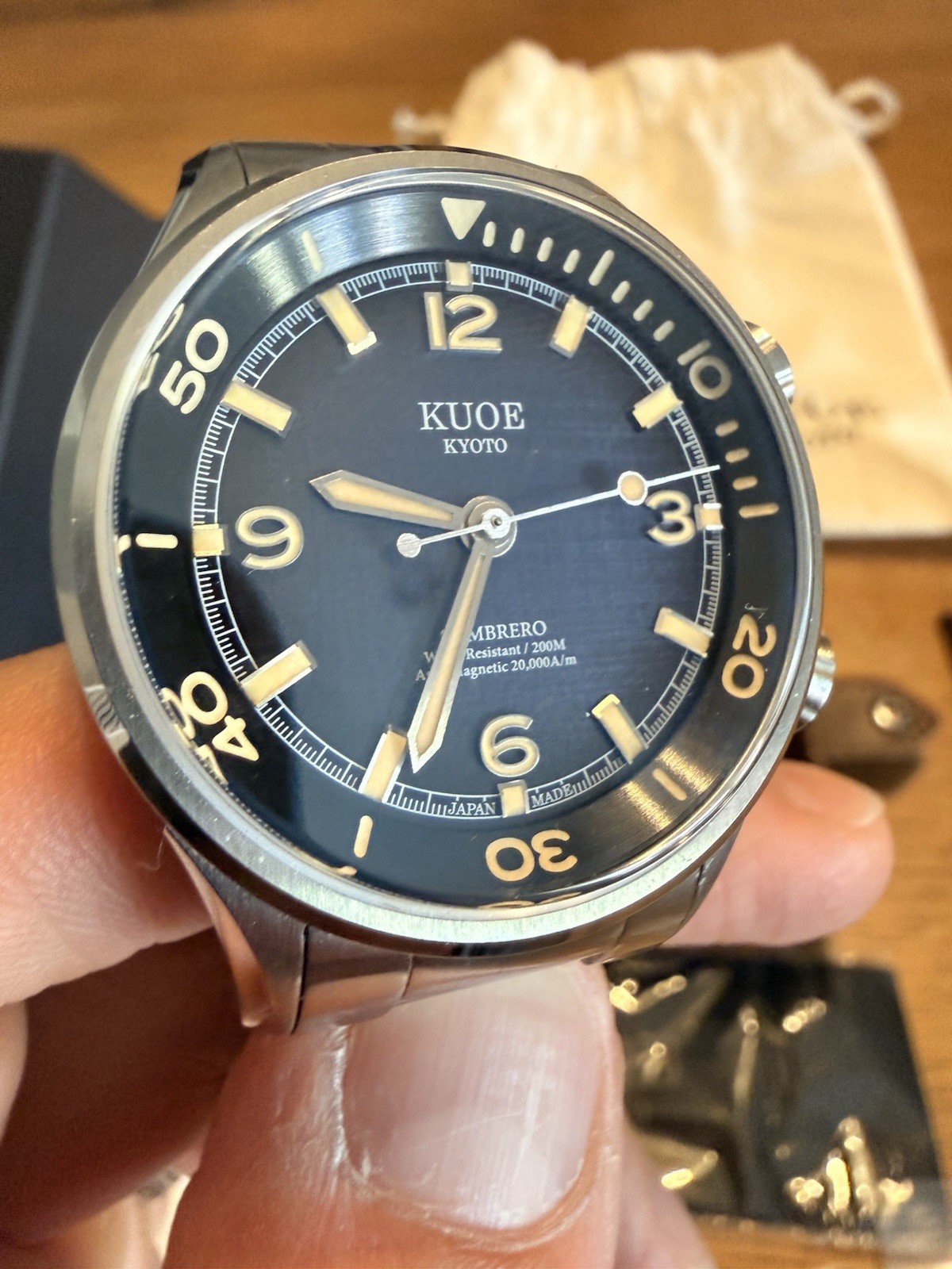KUOE Kyoto SOMBRERO 90-011 Gradation Navy Automatic 20ATM Linen Dial from JAPAN