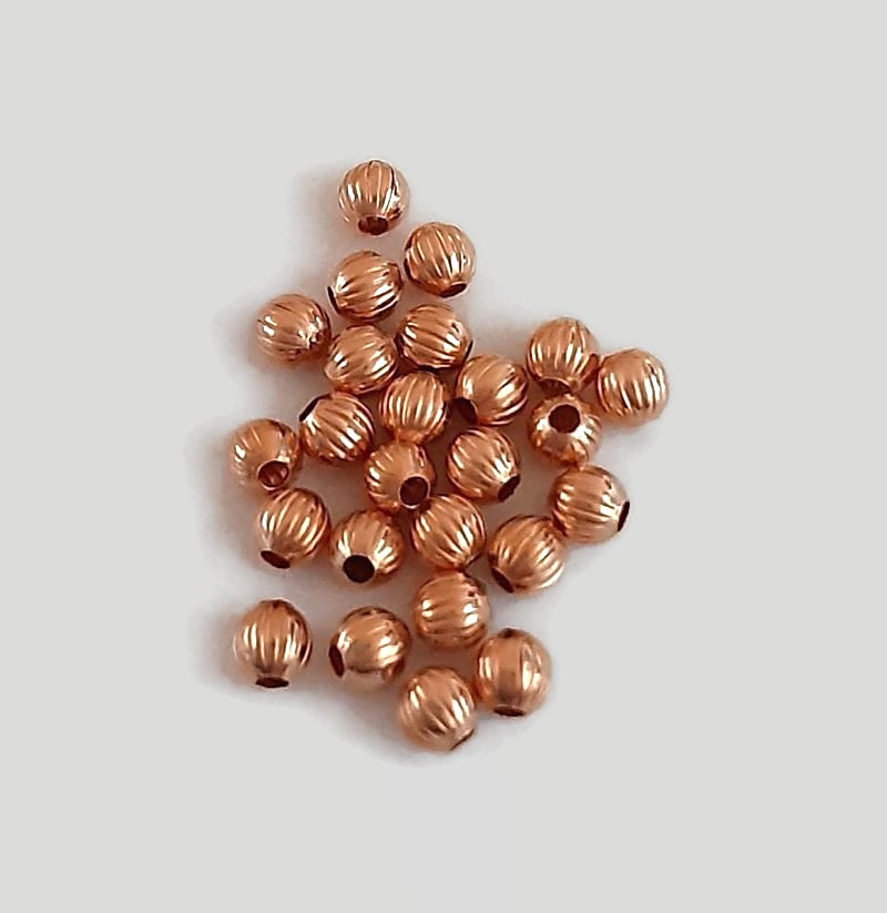 Solid Pure Copper 3mm Corrugated Bead’s x 100 Piece’s Hole Size approx 1mm