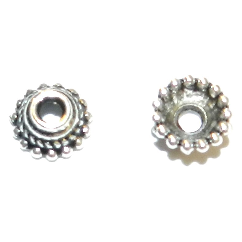 ML7279 Antiqued Silver 7mm Dotted Round with Twisted Rope Metal Bead Caps 100pc