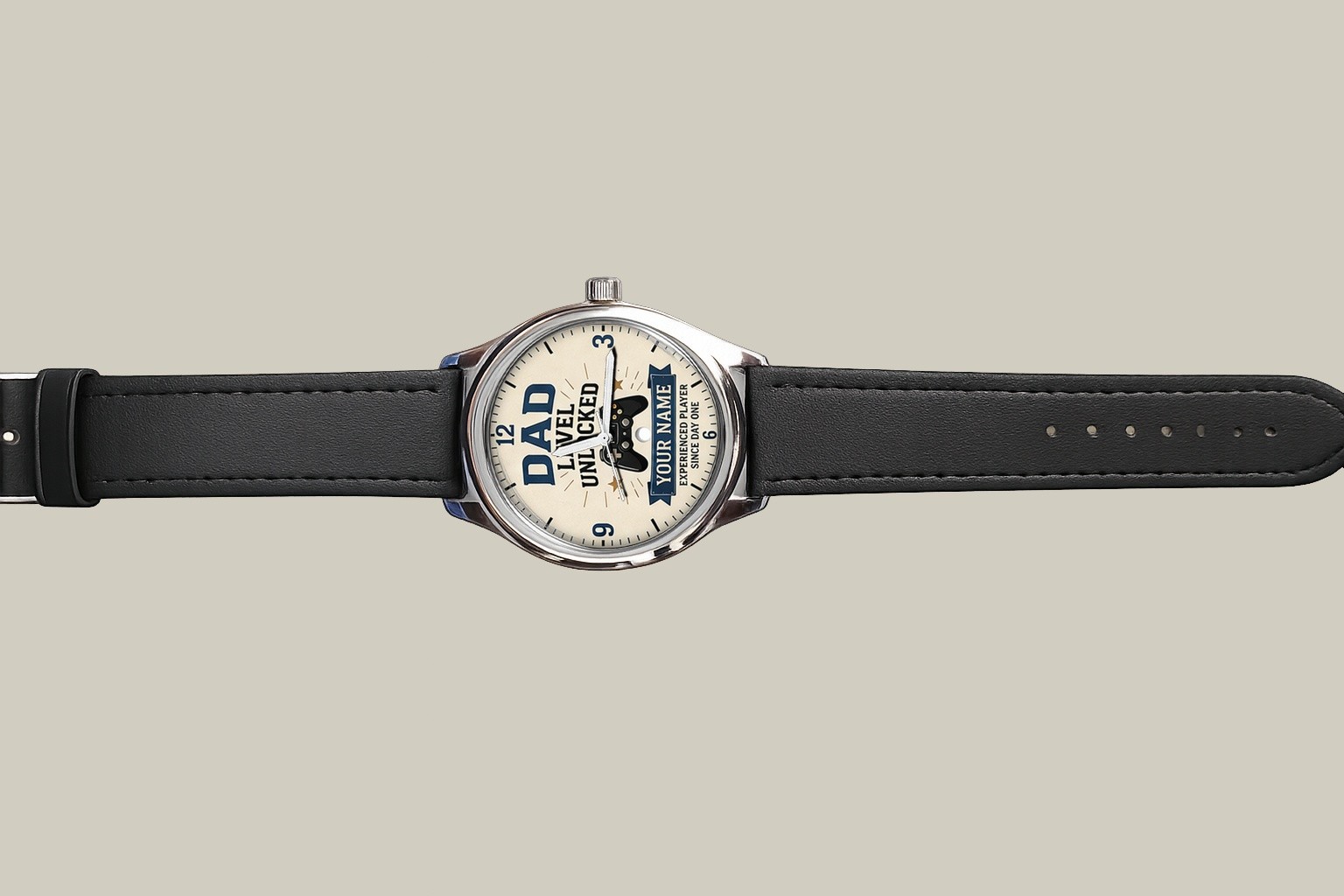 Dad Level Unlocked Personalised Gamer Dad Watch Gift 38mm Dial Boxed