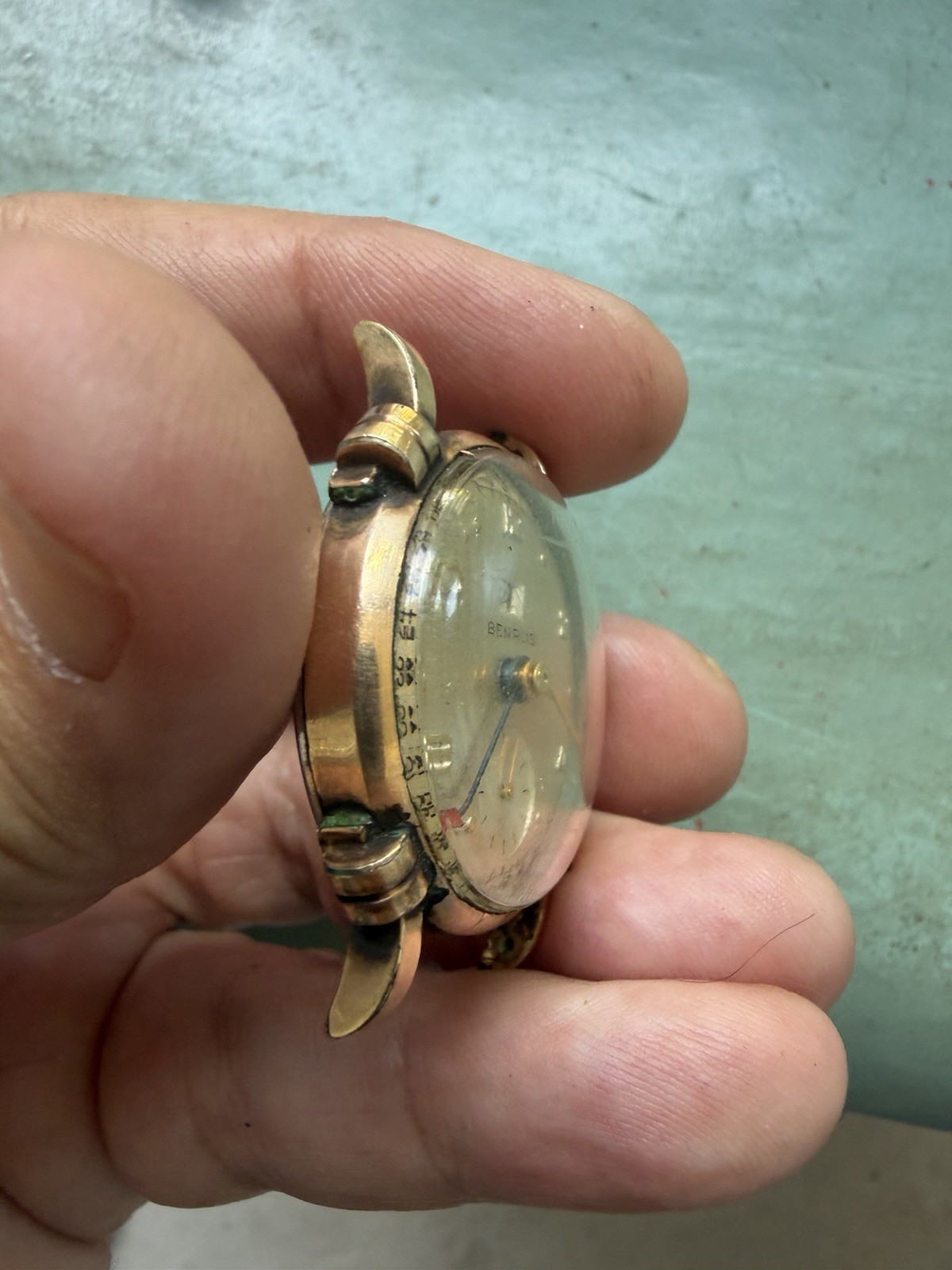 Vintage Benrus Second Day Date Pointer Gold Filled Watch Needs Work