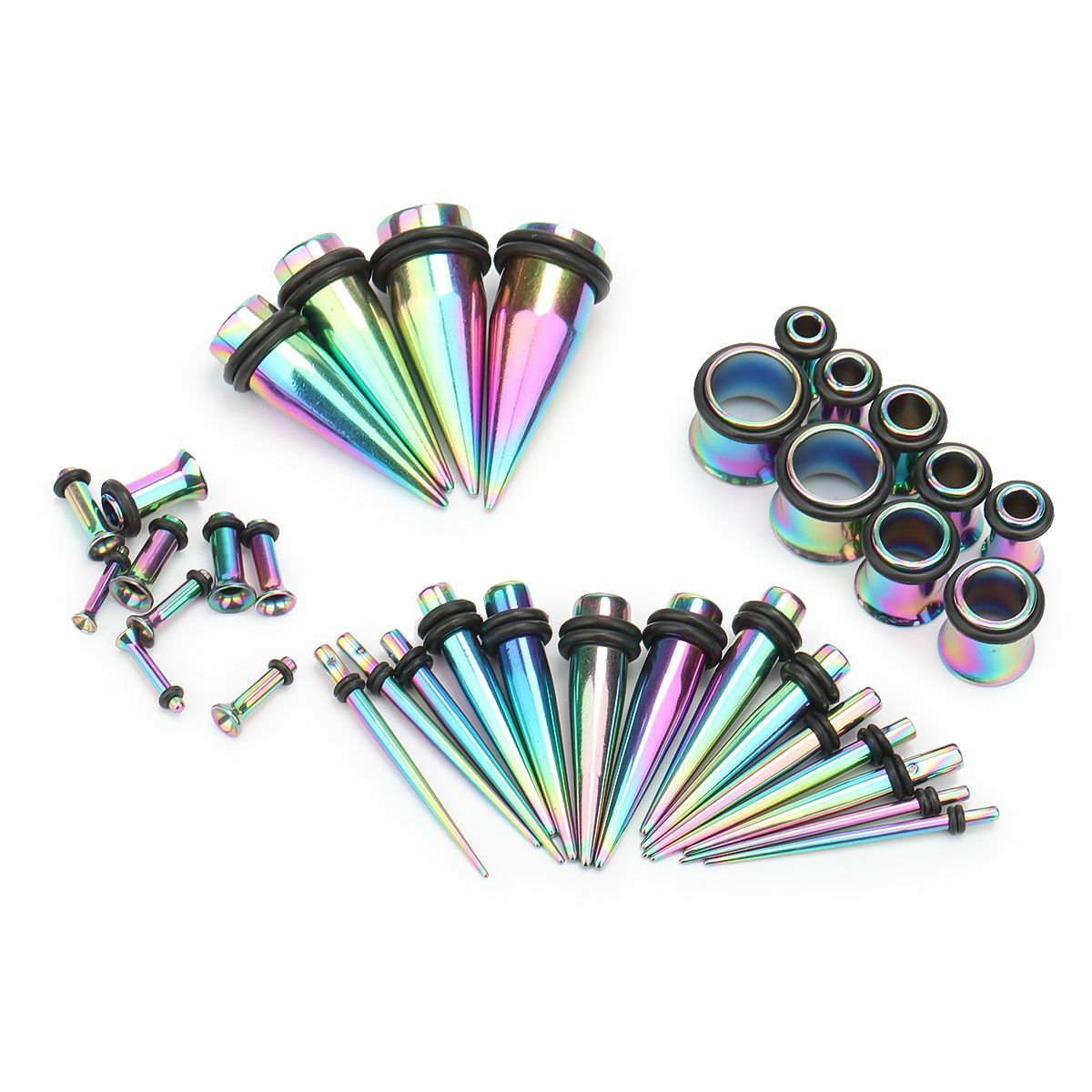 36PCS Ear Stretching Gauges Set Tapers Tunnels Plugs Kit 14G-00G Stainless Steel