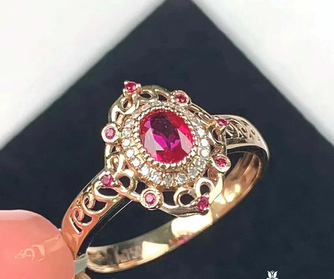 OpenWork Filigree Wedding Ring 14K Yellow Gold Over 1.70Ct Lab Created Ruby