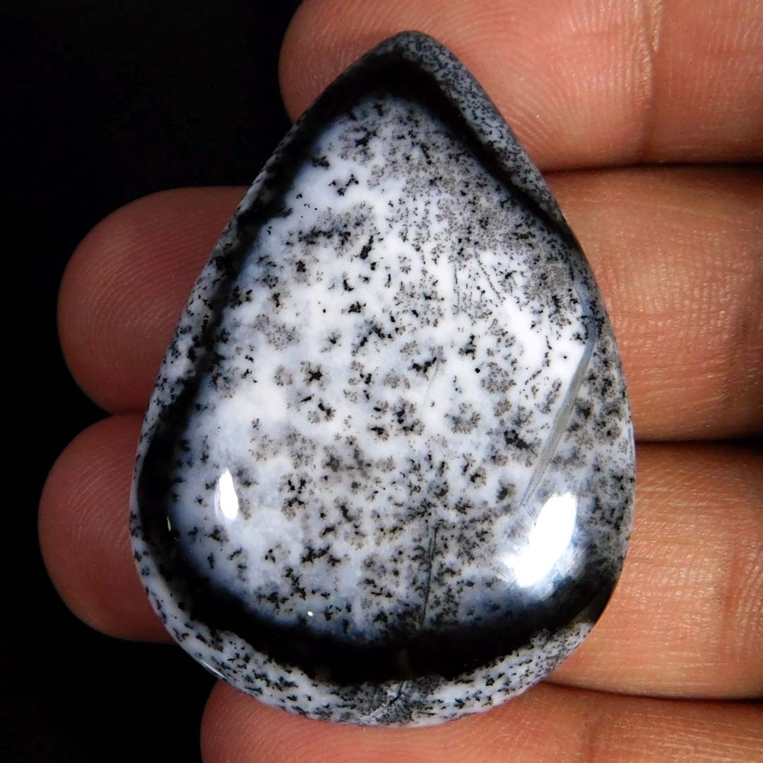65.00Cts. Natural Gorgeous Dendritic Opal Pear Cabochon Reiki Healing Gemstone