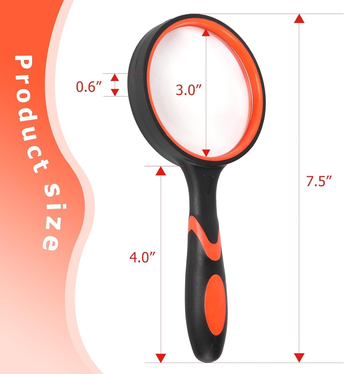 2 Pack 75Mm 10X Handheld Magnifying Glass,Rubber Reading Magnifier for Kids S…