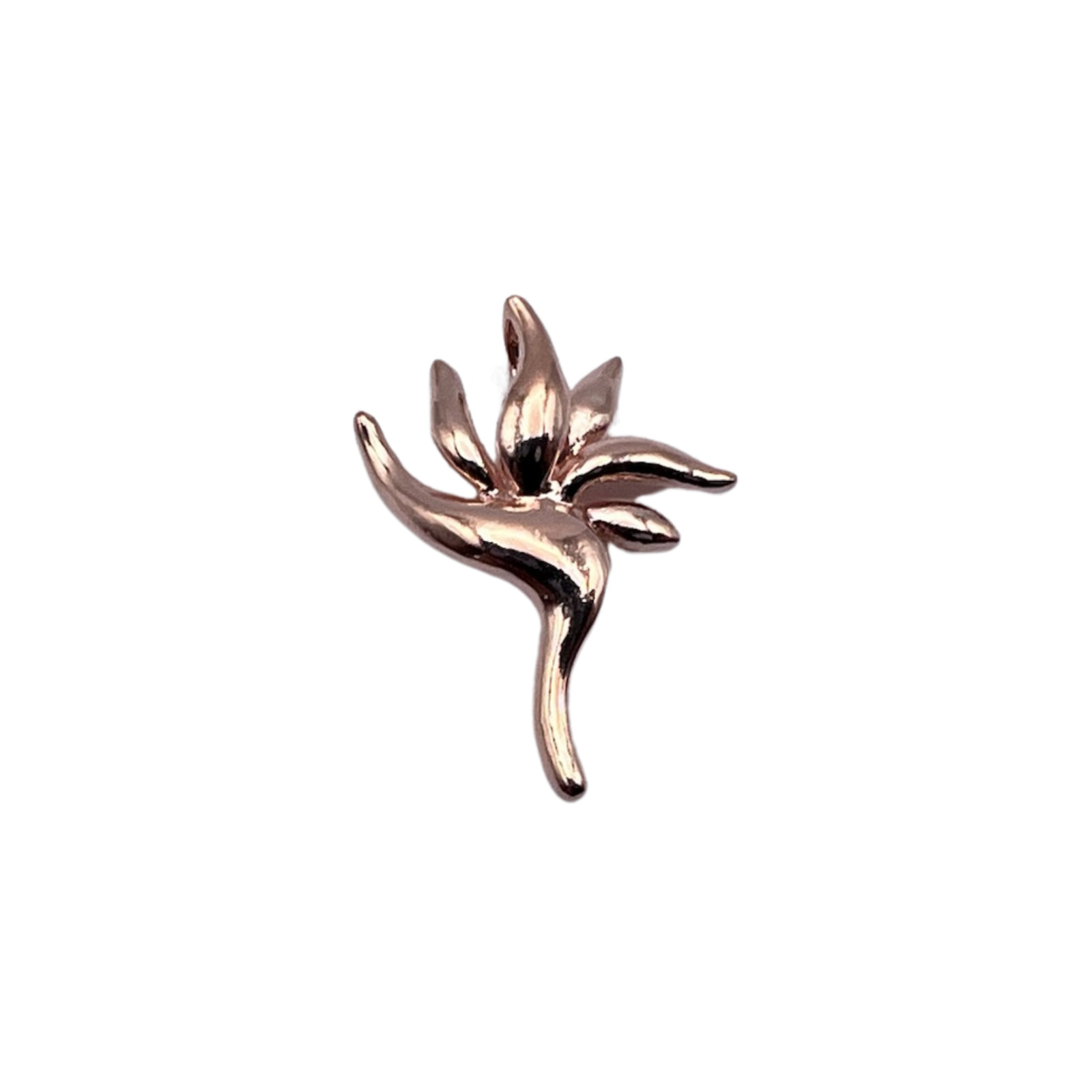 Sleek Paradise Bloom Pendant 925 Silver Rose Tone Flower Charm Free Shipping