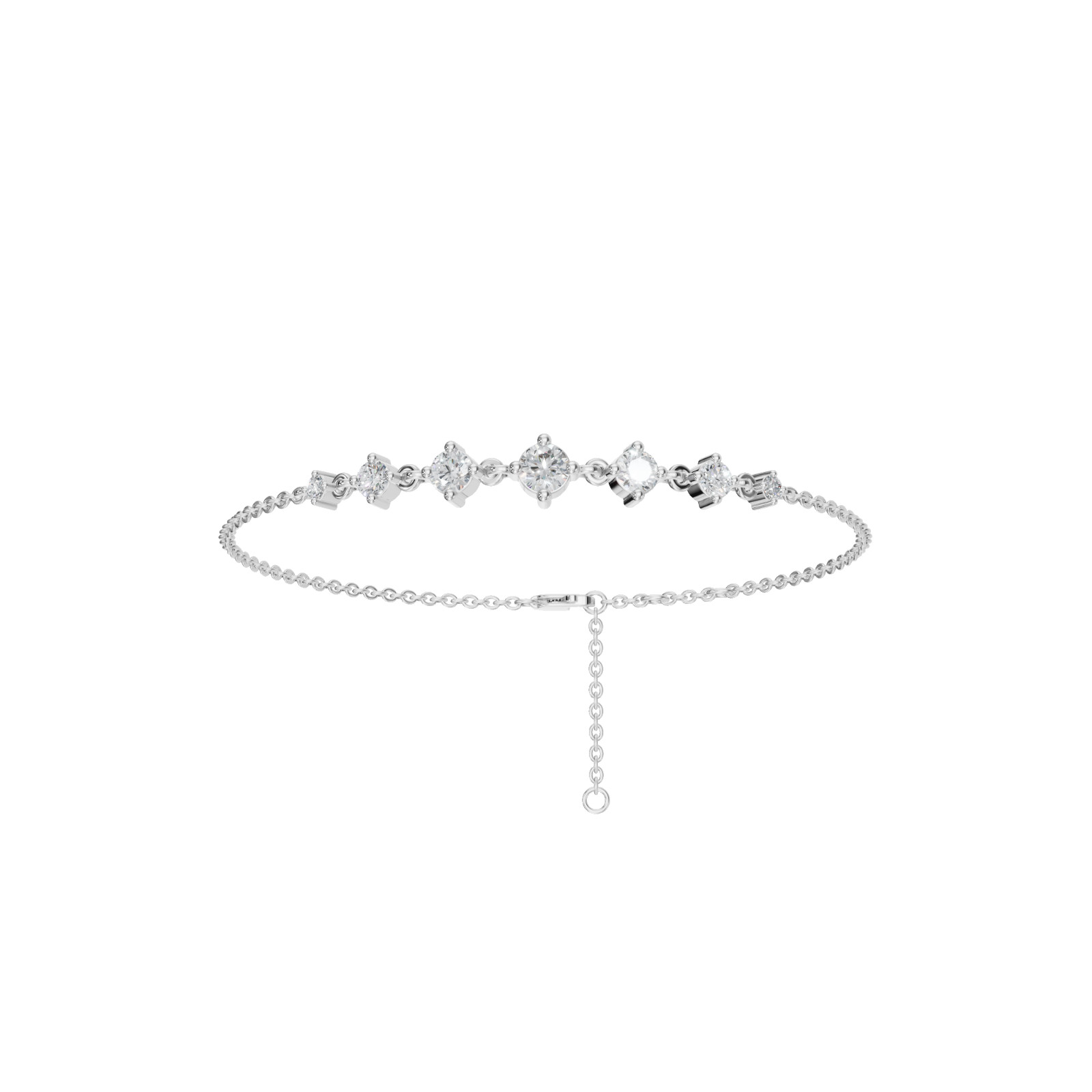 1.00 CT Luna Cascade Round Lab Grown Diamond Minimalist Dainty Chain Bracelet
