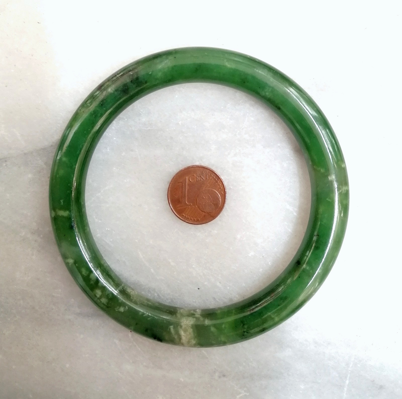BEAUTIFUL ANTIQUE AUTHENTIC GREEN JADE RING BRACELET, CHINA, 1900.