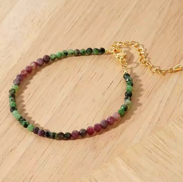 Delicate Ruby Zoisite Bracelet Natural Stone Dainty Bracelet Healing Women Gift