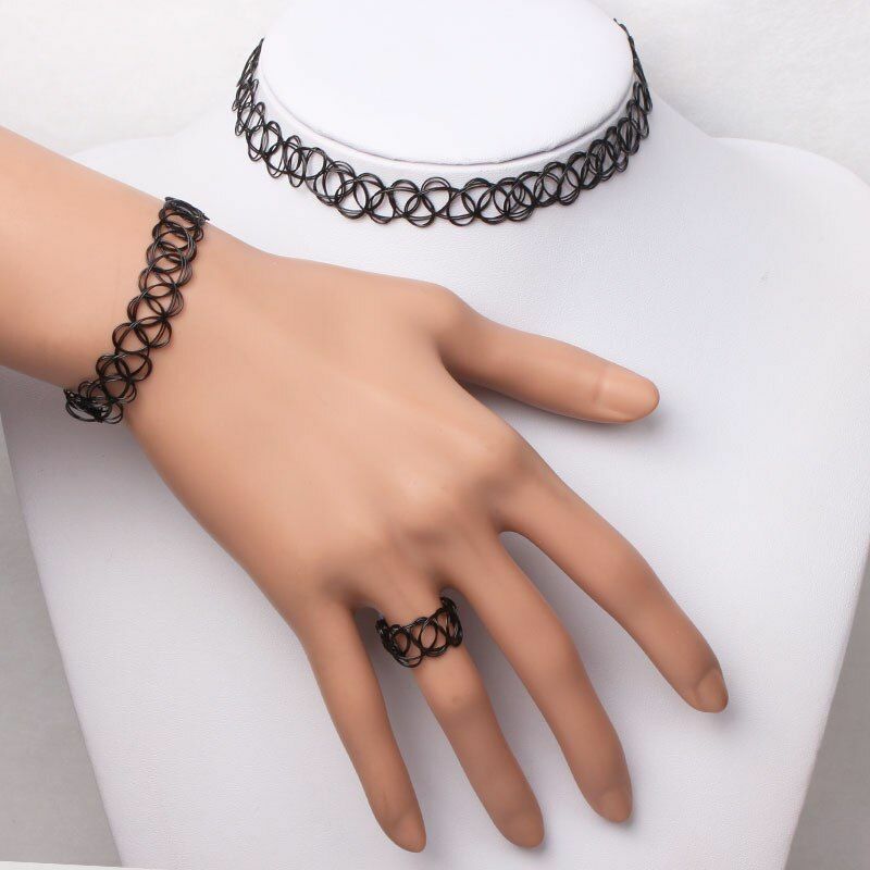 Elastic Vintage Gothic Collar Stretchable Choker Necklace Bracelet Women Jewelry