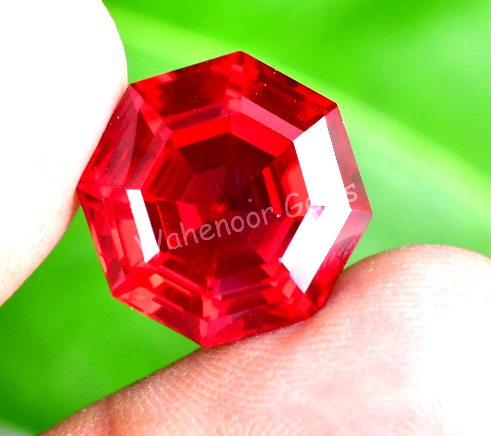20.00 Ct Natural Blood Red Ruby Hexagon Certified Mozambique Stunning Gemstone