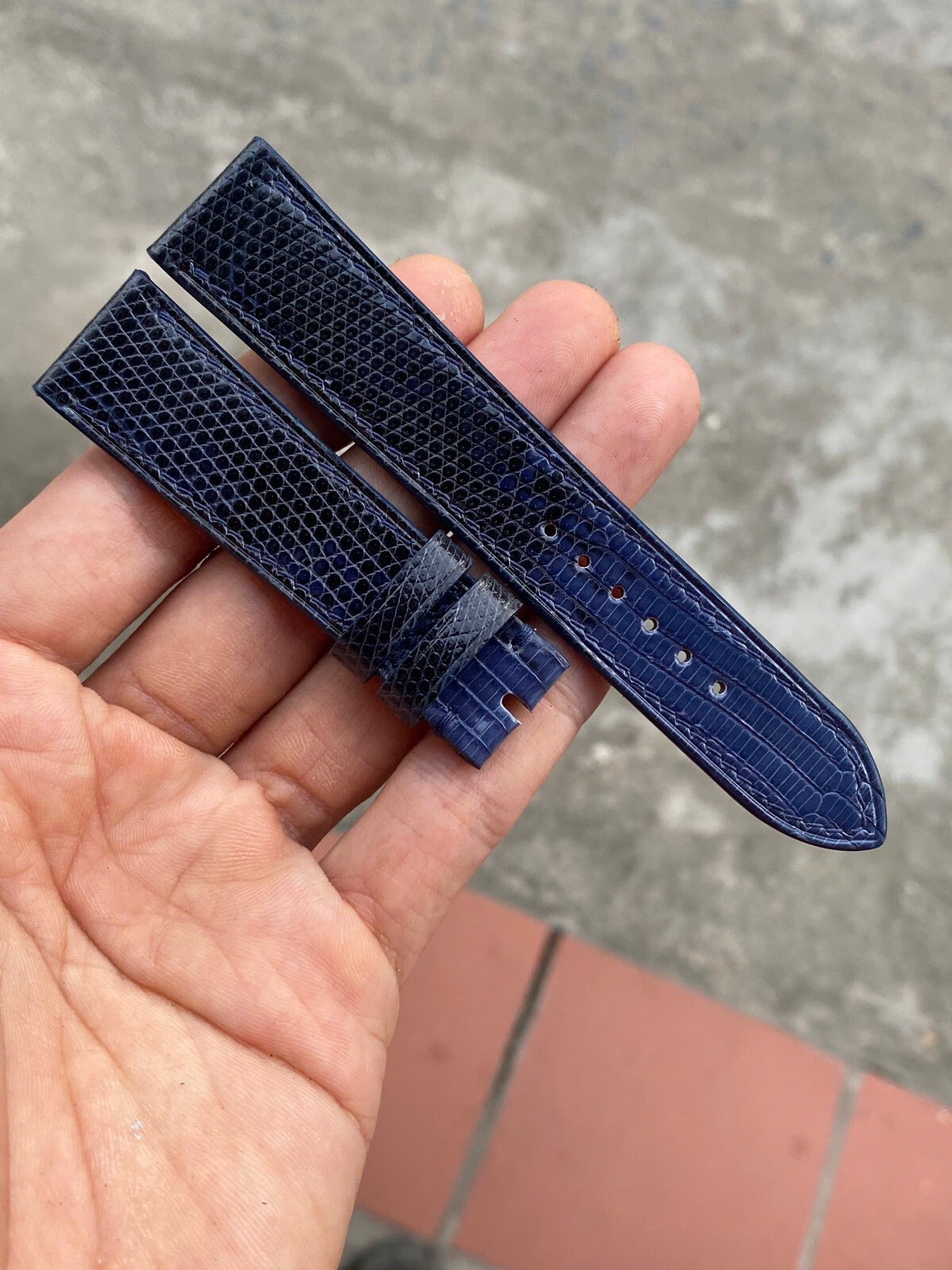 Navy Genuine Lizard skin leather watch strap band 10…17 18 19 20 21 22 23 26mm