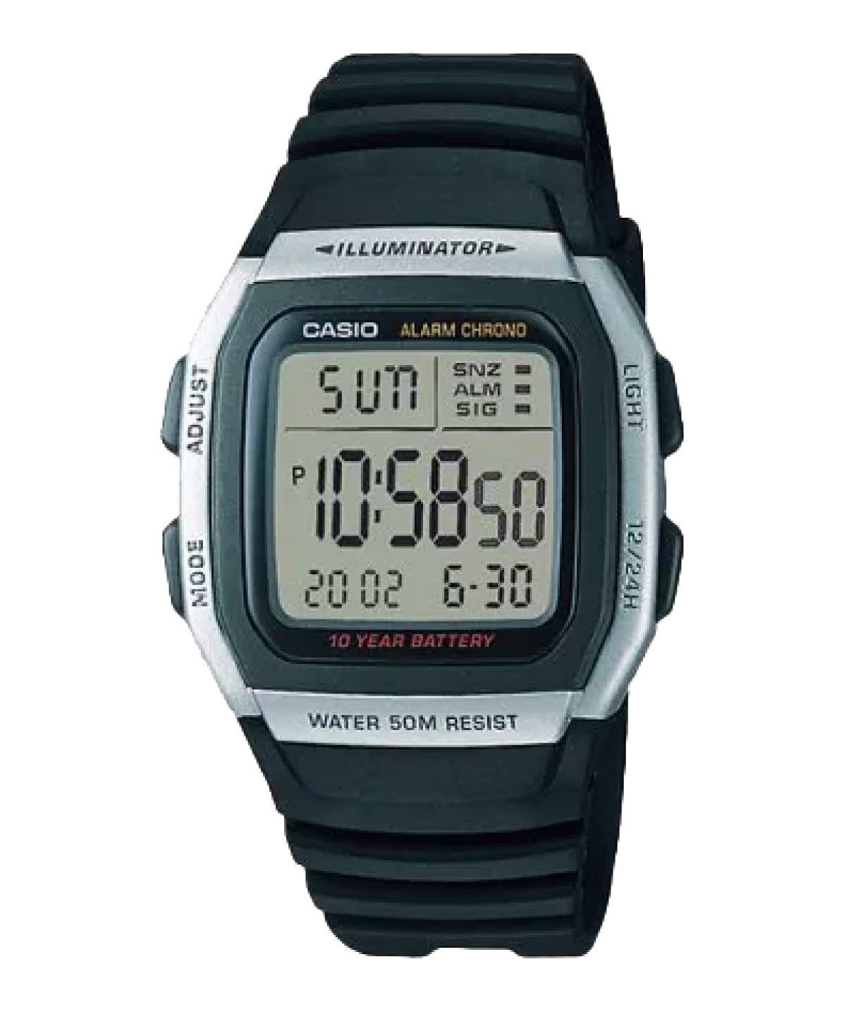 Casio W-96H-1AV Digital Sport 50M WR Alarm LED Backlight Afterglow Stopwatch