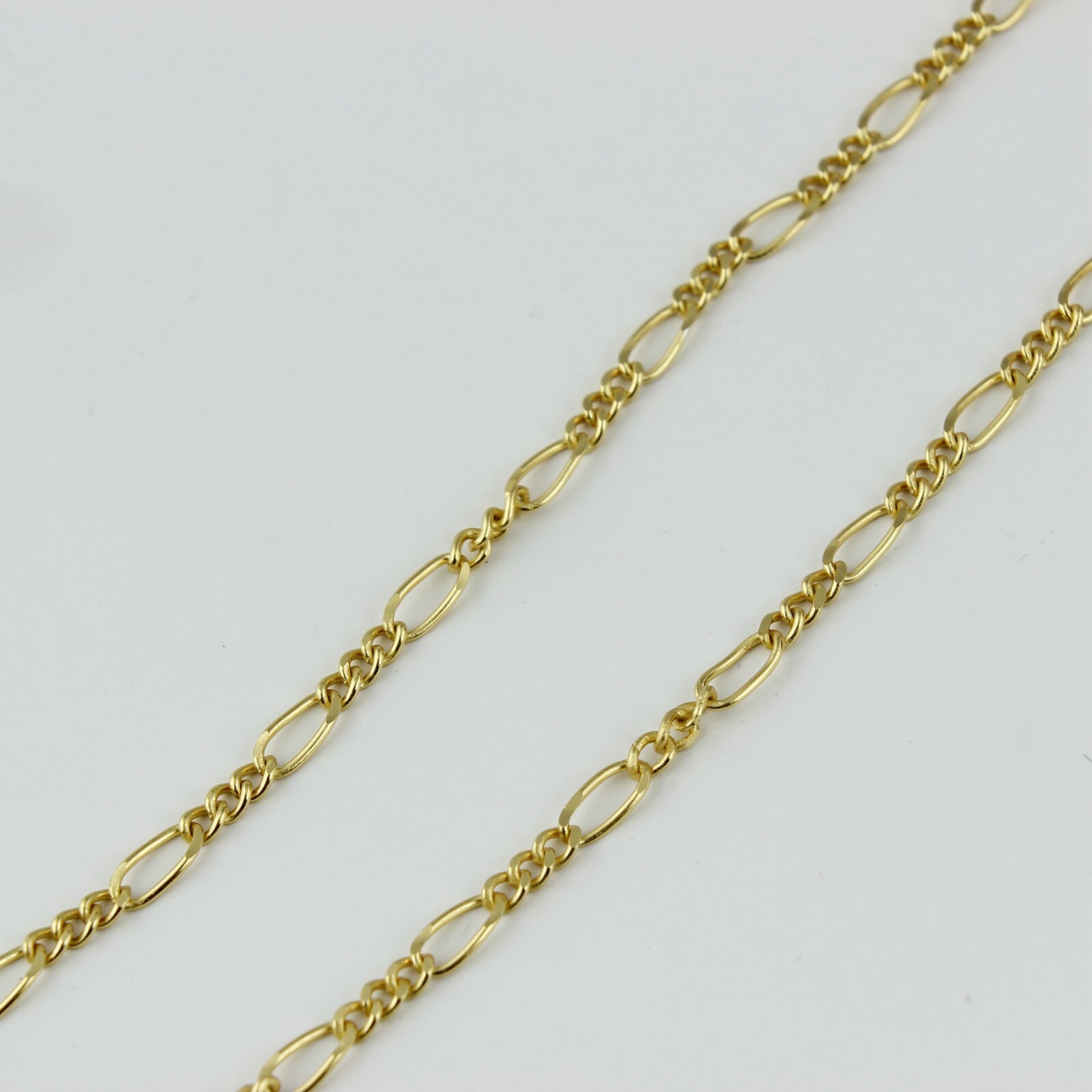 Women / Girl 925 Sterling Silver Gold Flat Figaro Link Chain Necklace 12 -14.2″