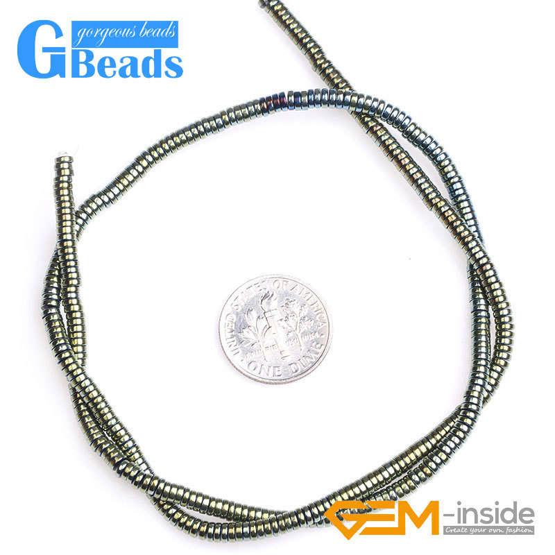 Metallic Coated Hematite Heishi Spacer Beads For Jewelry Making Strand 15″ 2x4mm