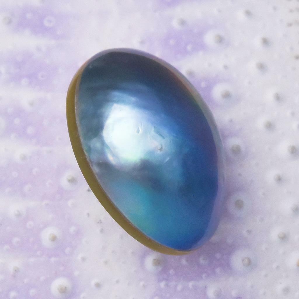 13.45 mm Blue Mabe Pearl Oval Iridescent Cultured in Sumbawa Indonesia 0.60 g