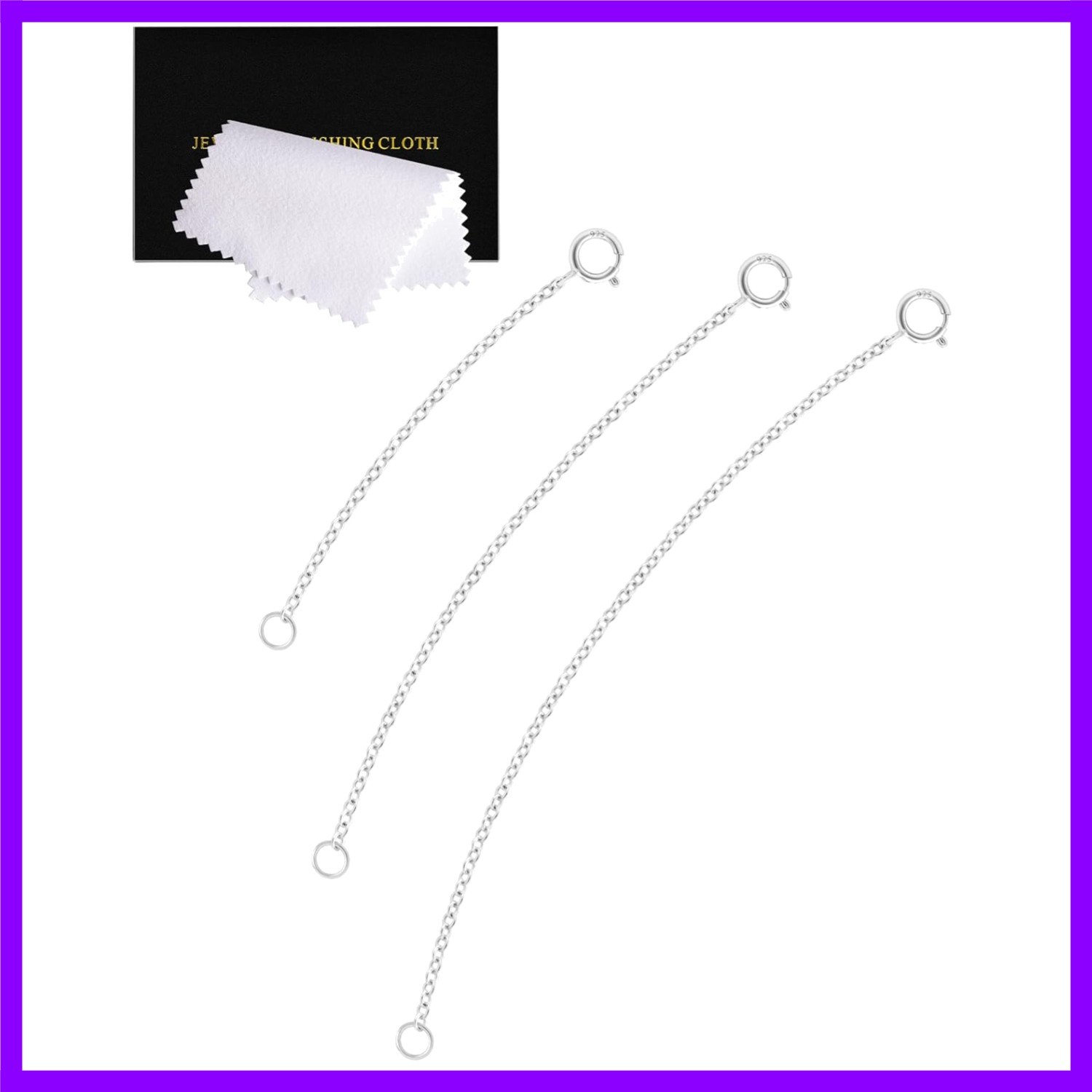 3 Pcs Necklace Extender Sterling Silver Chain Extenders for Necklaces Bracelets